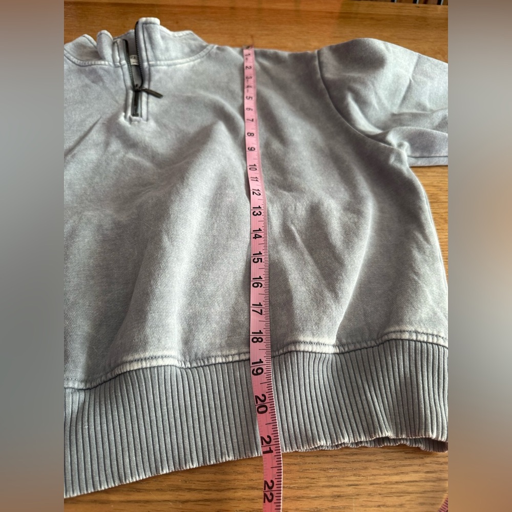 Women’s Washed Grey Quarter-Zip Pullover Sweatshirt - Picture 7 of 10